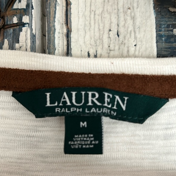 Lauren Ralph Lauren Henly Top with Faux Suede Accents Size Medium - Picture 2 of 7